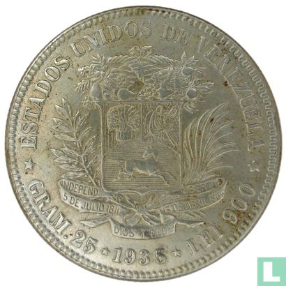 Venezuela 5 Bolívares 1935 - Bild 1
