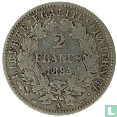 Frankrijk 2 francs 1894 - Afbeelding 1