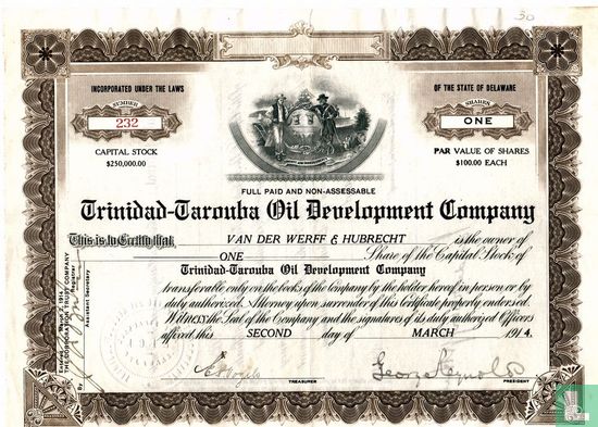 Trinidad-Tarouba Oil Development Company, Share certificate, Capital stock