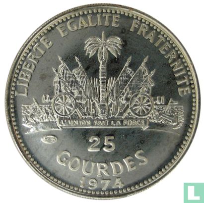 Haiti 25 gourdes 1974 (with REPUBLIQUE D'HAITI) "Bicentenary of United States of America" - Image 1