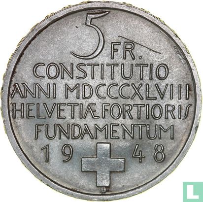 Zwitserland 5 francs 1948 "Centenary of Swiss Constitution" - Afbeelding 1