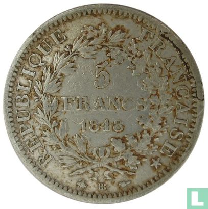Frankrijk 5 francs 1848 (Hercules - BB) - Afbeelding 1