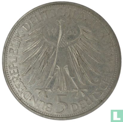 Allemagne 5 mark 1966 "250th anniversary Death of Gottfried Wilhelm Leibniz" - Image 1