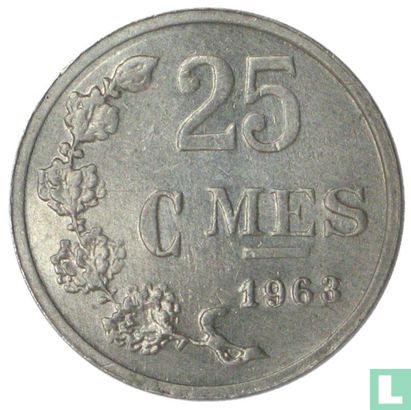 Luxembourg 25 centimes 1963 (frappe monnaie) - Image 1