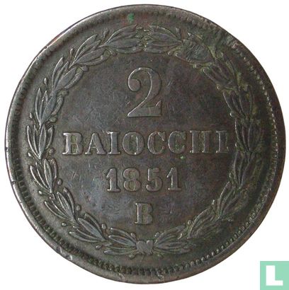 États pontificaux 2 baiocchi 1851 (V B) - Image 1