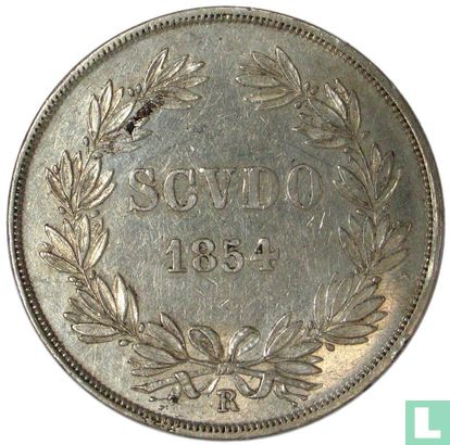 Papal States 1 scudo 1854 (IX R - silver) - Image 1