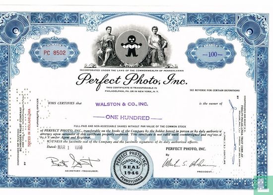 Perfect Photo Inc., Share certificate, Common stock