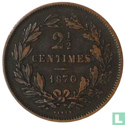 Luxemburg 2½ centimes 1870 (zonder punt) - Afbeelding 1