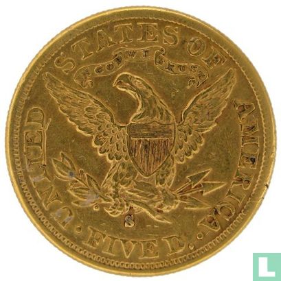 Verenigde Staten 5 dollars 1885 (S) - Afbeelding 2