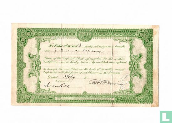 Signal Commercial Company, Share certificate, Capital stock - Image 2