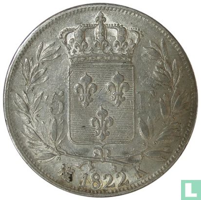Frankrijk 5 francs 1822 (K) - Afbeelding 1