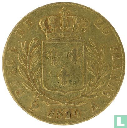 Frankrijk 20 francs 1814 (LOUIS XVIII - A) - Afbeelding 1