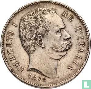 Italië 5 lire 1878 (Umberto I) - Afbeelding 1