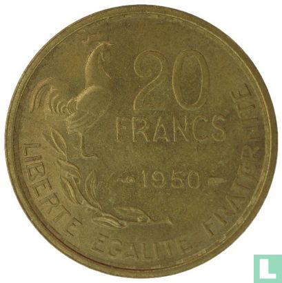 Frankrijk 20 francs 1950 (zonder B - G.GUIRAUD - 4 veren) - Afbeelding 1