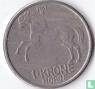 Norvège 1 krone 1967 - Image 1