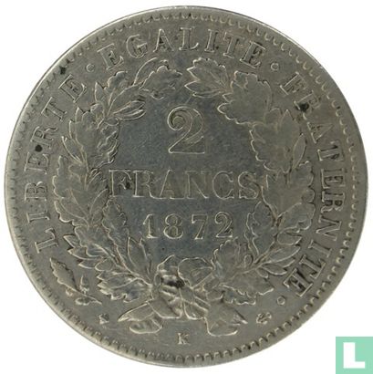 Frankrijk 2 francs 1872 (K) - Afbeelding 1