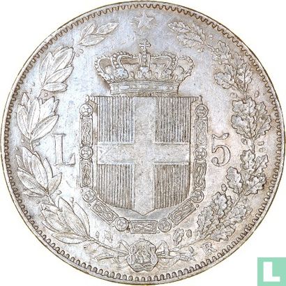 Italië 5 lire 1879 - Afbeelding 2