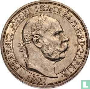 Hongarije 5 korona 1907 "40th anniversary of the Coronation of Franz Joseph I" - Afbeelding 1