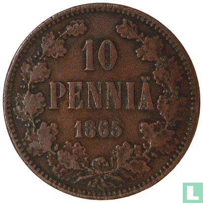 Finland 10 penniä 1865 - Afbeelding 1