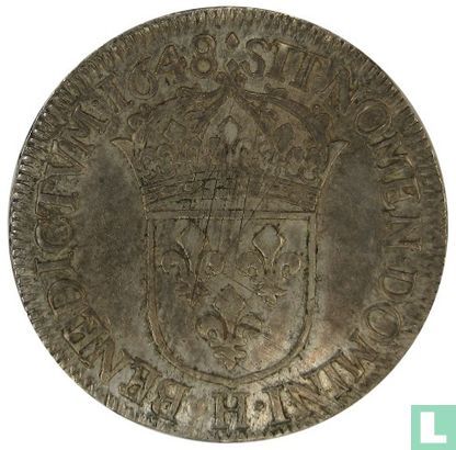 Frankrijk 1 écu 1648 (H) - Afbeelding 1