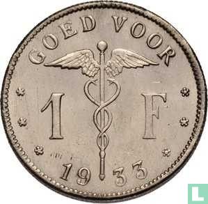 Belgique 1 franc 1933 (NLD) - Image 1
