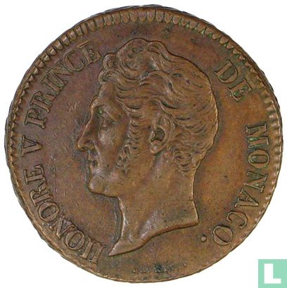 Monaco 5 centimes 1837 (cuivre - type 2) - Image 2