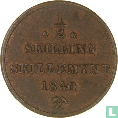 Noorwegen ½ skilling 1840 - Afbeelding 1