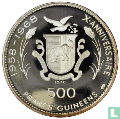 Guinee 500 francs 1970 (PROOF) "1972 Summer Olympics in Munich" - Afbeelding 1