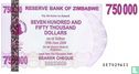Zimbabwe 750.000 Dollars 2007 - Afbeelding 1