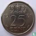 Netherlands 25 cent 1951 (misstrike) - Image 1
