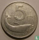 Italië 5 lire 1967 - Afbeelding 1