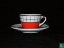 Granit Espresso-Tasse mit Untertasse rot - Bild 1
