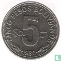 Bolivia 5 pesos bolivianos 1980 - Afbeelding 1