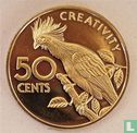 Guyana 50 cents 1976 (PROOF) "10th anniversary of Independence - Hoatzin - Creativity" - Image 2
