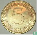 Yugoslavia 5 dinara 1986 - Image 1