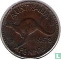Australie 1 penny 1958 (avec point - Perth) - Image 1