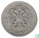Jugoslawien 10 Dinara 1931 (ohne Münzzeichen) - Bild 1