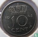 Nederland 10 cent 1948 (type 2) - Afbeelding 1
