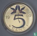 Nederland 5 cent 1980 verguld - Afbeelding 1