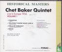 Historical Masters Chet Baker Quintet Live in Europe 1956 Volume 1 - Bild 2