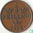 Sweden 1/6 skilling 1832 (plain edge) - Image 1