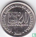 Venezuela 20 bolívares 2001 (staal bekleed met nikkel) - Afbeelding 1