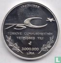 Turkije 3.000.000 lira 1998 (PROOF) "75th anniversary Republic of Turkey - Republic and youth" - Afbeelding 1