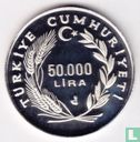Turkey 50.000 lira 1993 (PROOF) "125 years Turkish Supreme Court" - Image 2