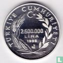 Turkije 2.500.000 lira 1998 (PROOF - type 1) "Hasan-Ali Yücel" - Afbeelding 1