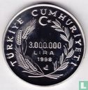Turkije 3.000.000 lira 1998 (PROOF - type 2) "2000 Summer Olympics in Sydney" - Afbeelding 1