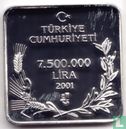 Turkije 7.500.000 lira 2001 (PROOF) "Tepeli Pelikan" - Afbeelding 1