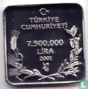 Turkije 7.500.000 lira 2001 (PROOF) "Saz Horozu" - Afbeelding 1