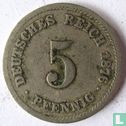 Duitse Rijk 5 pfennig 1876 (J) - Afbeelding 1