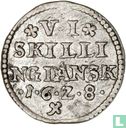 Denemarken 6 skilling 1628 (klaverblad) - Afbeelding 1